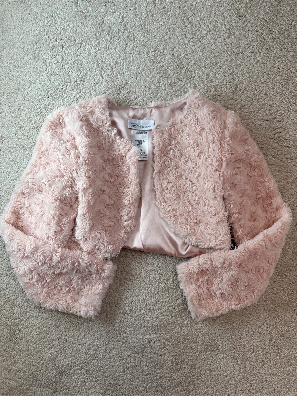 Blush Pink Faux-Fur Shrug for Girls (sz small)